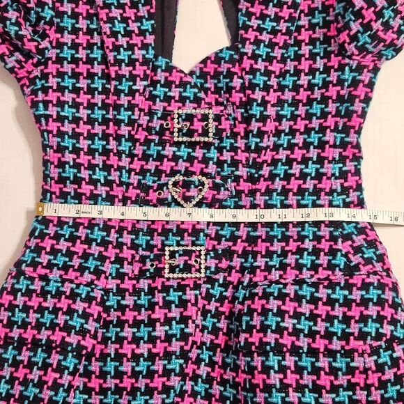 Area Women's Cutout Crystal Buckle  Houndstooth Hourglas Tweed Blazer Size:4 NWT - Picture 10 of 16